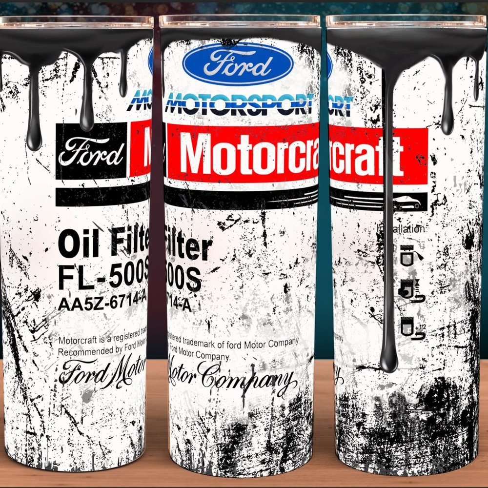 Ford Motorcraft FL-500S Oil Filter Distressed Cup Mug Tumbler 20oz